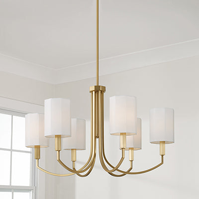 Adrian Aged Brass 6 Light Chandelier