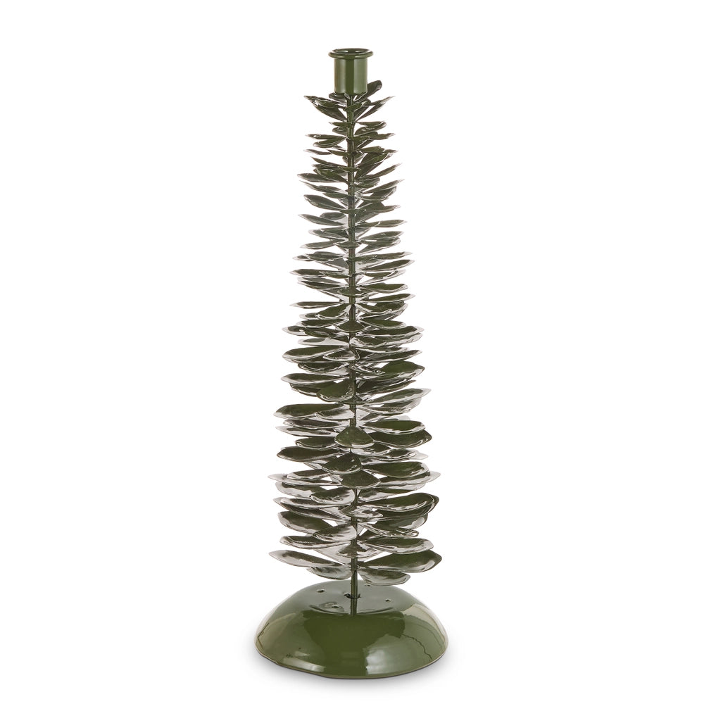 17" Green Pinecone Candle Holder