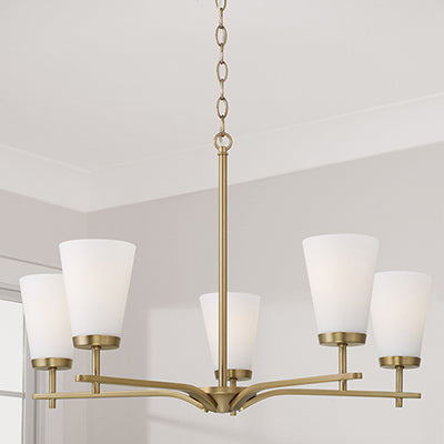 Drake Aged Brass 5 Light Chandelier