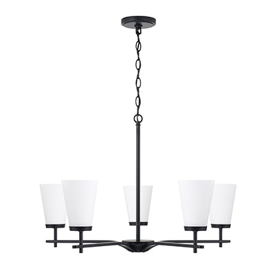 Drake Matte Black 5 Light Chandelier