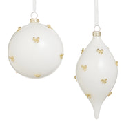 6" Gold & White Bow Embellished Ornament