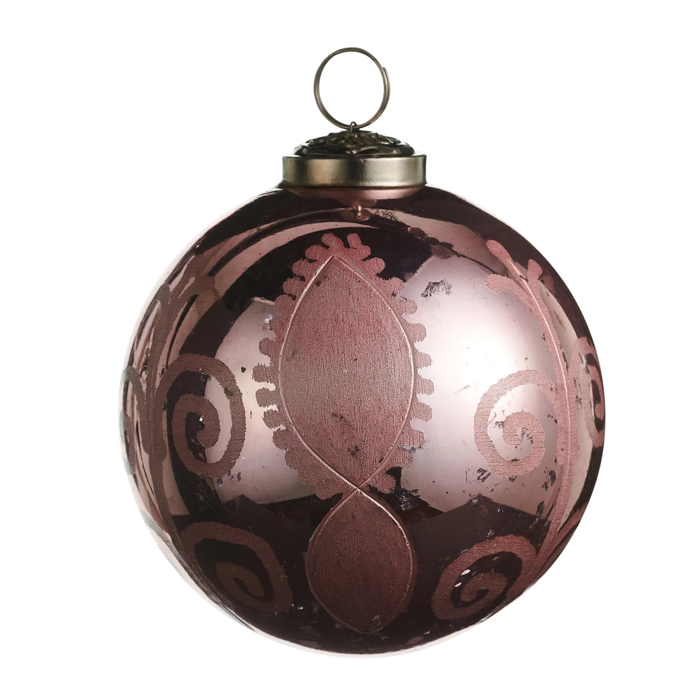 4" Distressed Blush Patterned Ornament