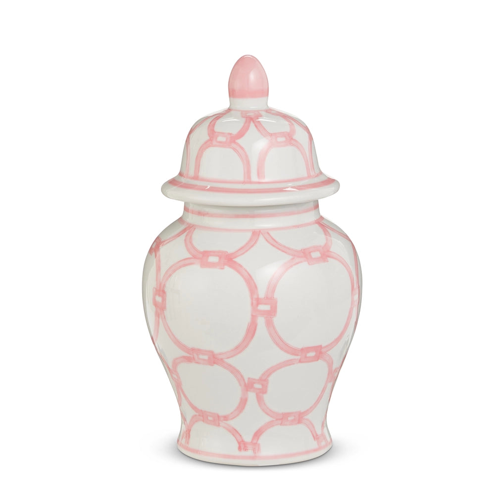 10.75" Pink And White Pattern Ginger Jar