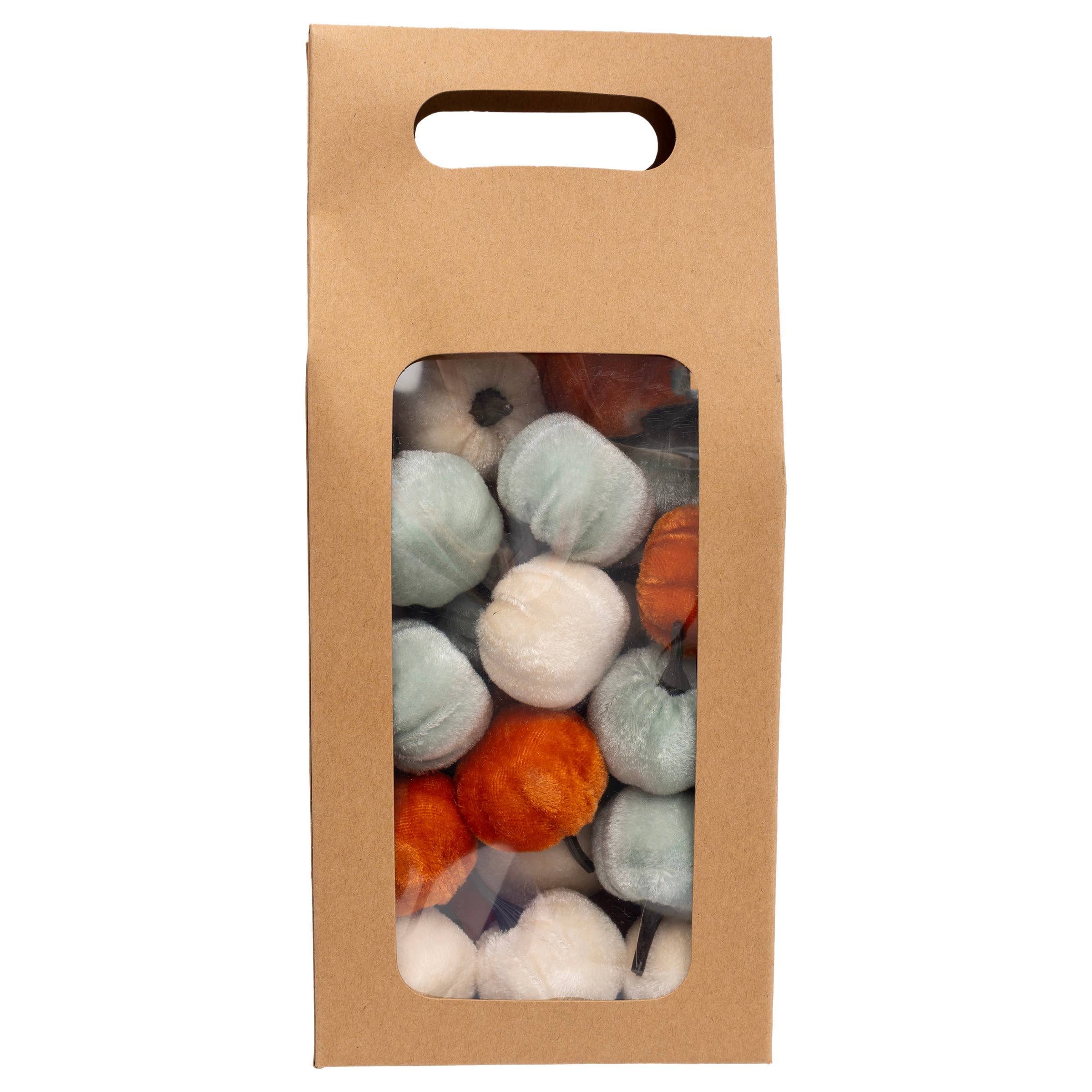 Mini Velvet Pumpkin Box Set of 24 Fall Autumn