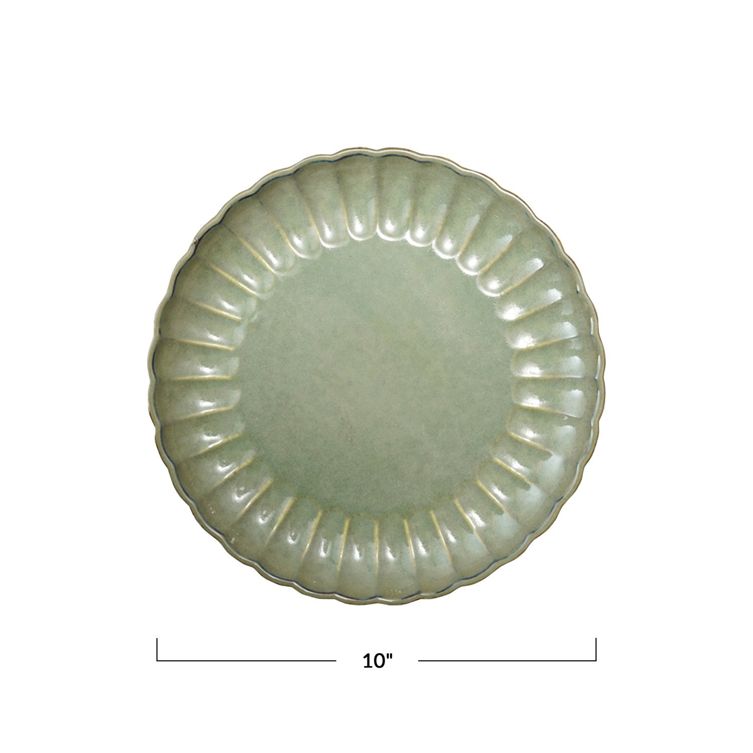Sage Green Fluted Dinner Plate