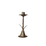 Small Antique Brass Hand-Forged Metal Twisted Stem Shaped Taper Holder