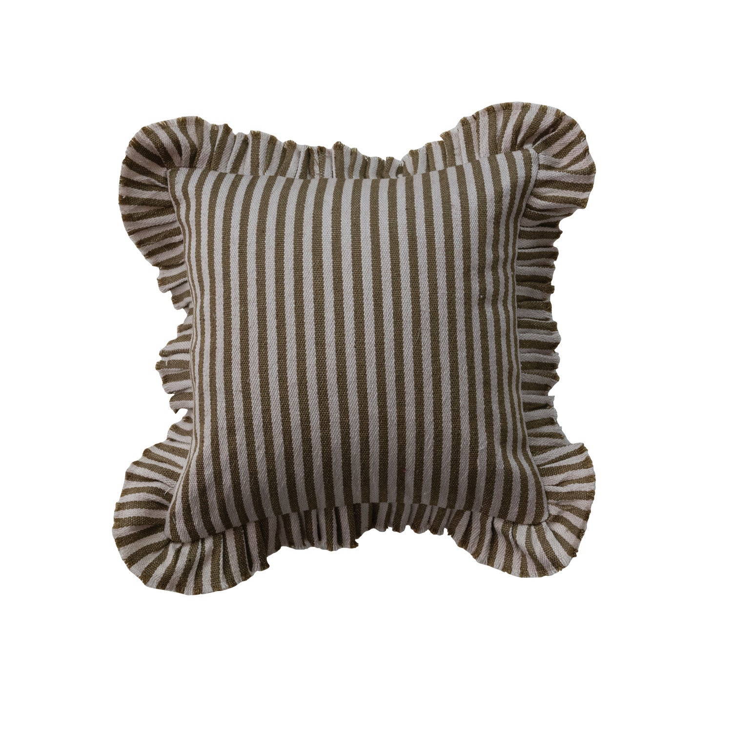 Neutral Stripe Ruffle Pillow