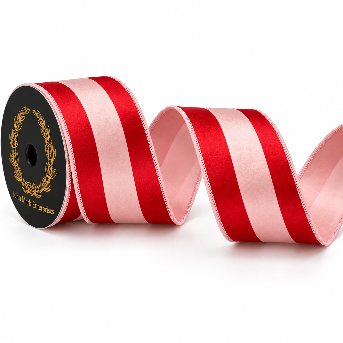 John Mark Satin Red & Pink Striped 4" Ribbon