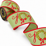 John Mark Embroidered Joy Wreath 4" Ribbon