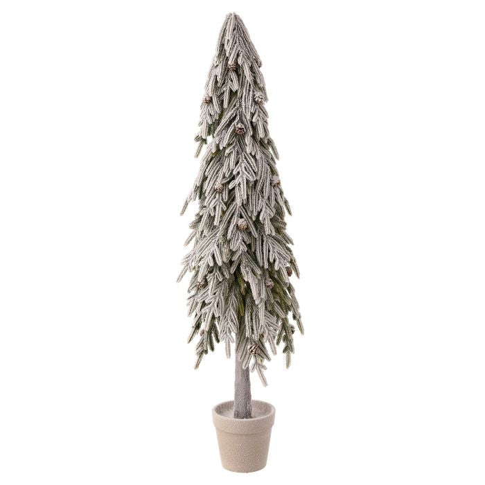 48" Snowy Potted Soft Touch Snow Norfolk Pine Tree