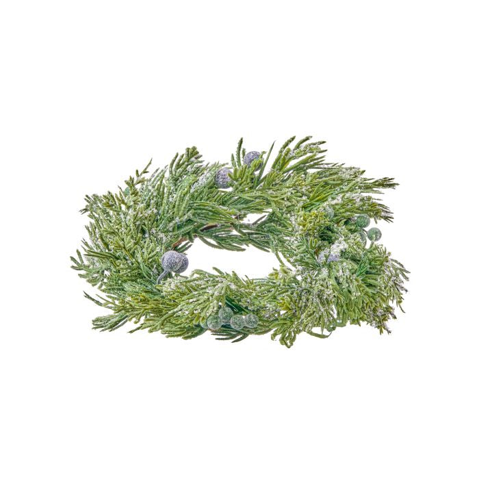 8" Frosted Cedar Berry Candle Ring