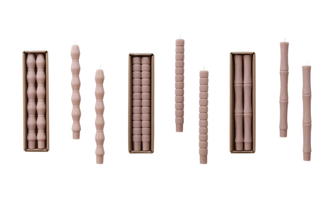 Sculpted Mauve Unscented Taper Candle