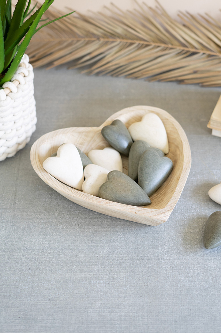 Hand-Carved Wooden Heart Bowl Set