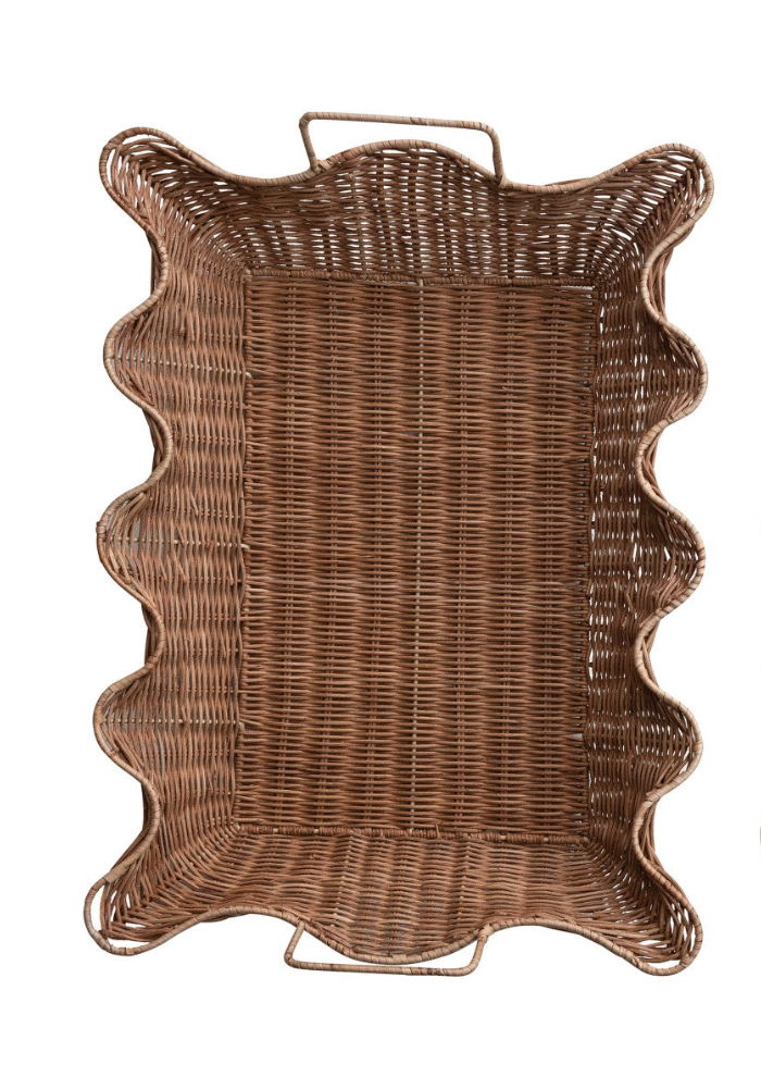 Scalloped Rattan Nesting Tray