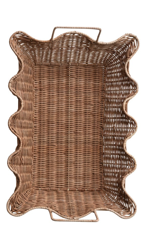 Scalloped Rattan Nesting Tray