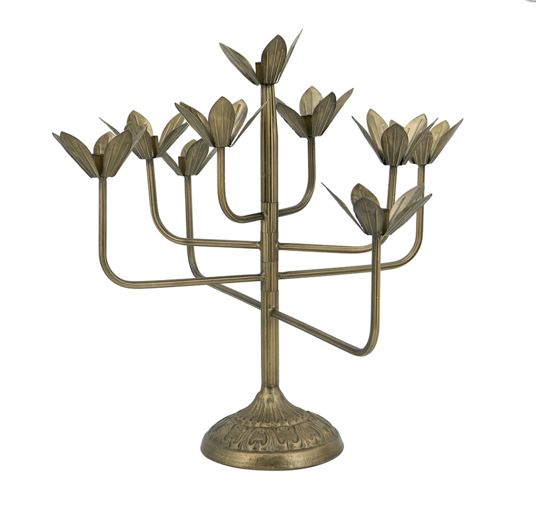 Gold Iron Floral Candelabra