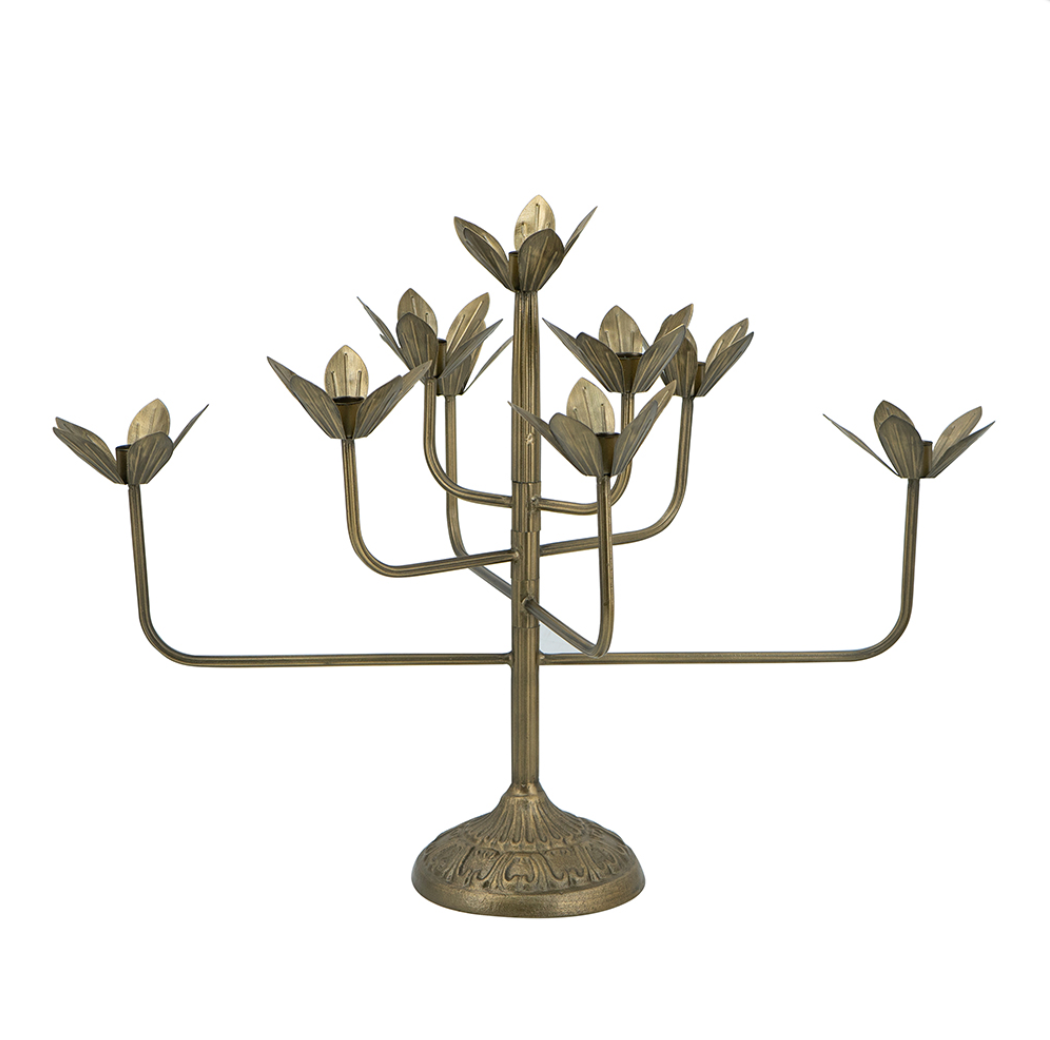 Gold Iron Floral Candelabra