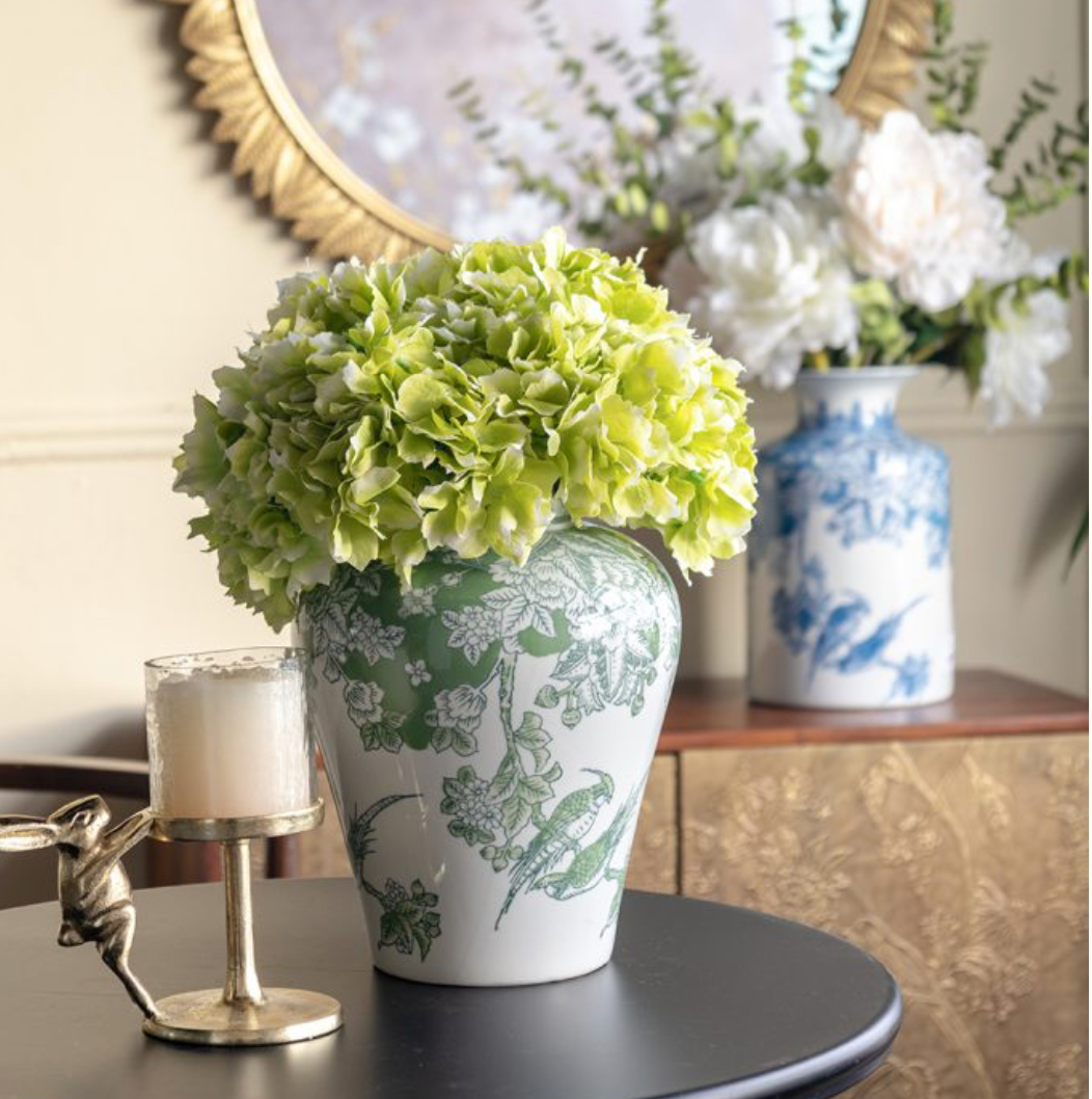 Large Green & White Porcelain Vase