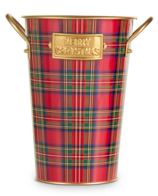 Red, Green And Gold Plaid Bucket Decor