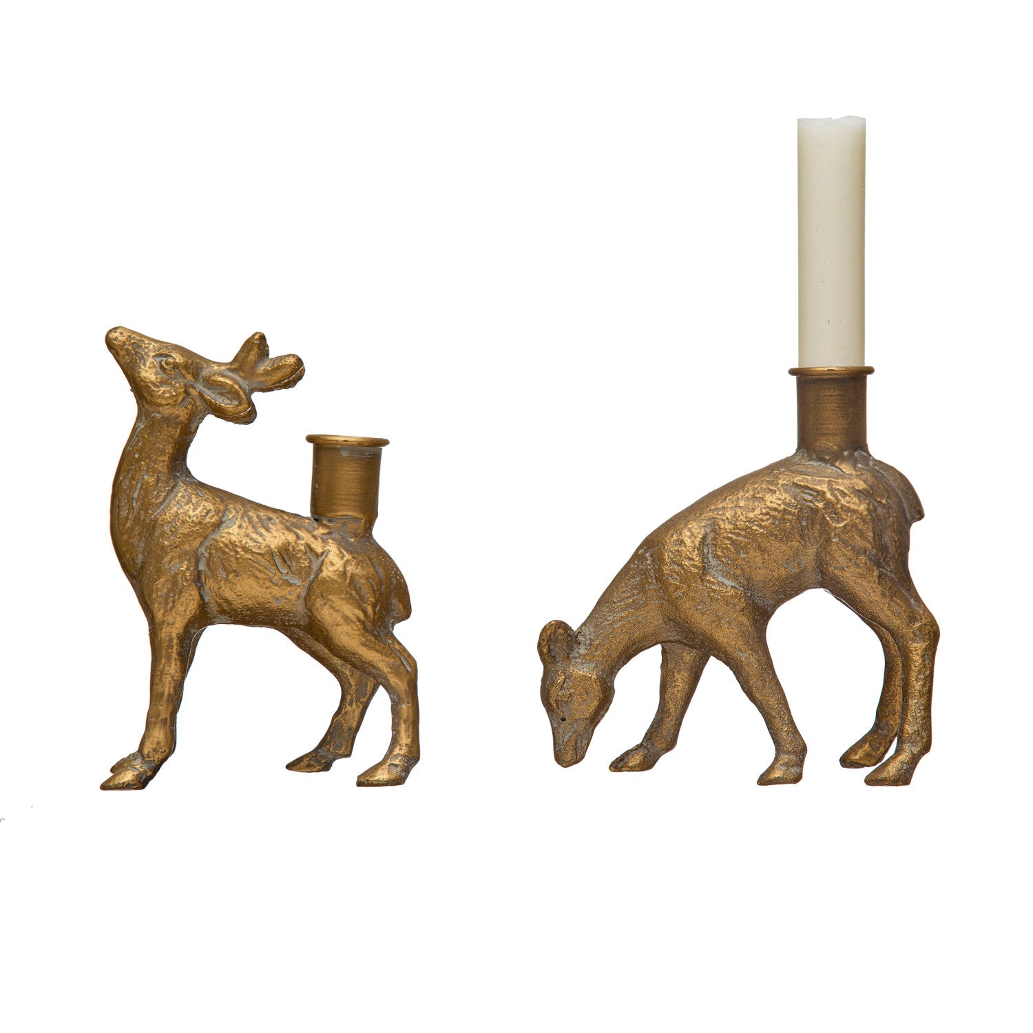 Gold Deer Taper Candle Holder