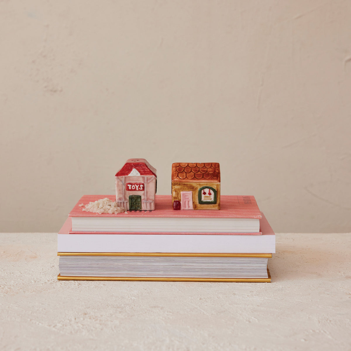 Stoneware House Shaped Salt & Pepper Shakers