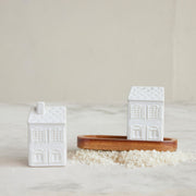 Stoneware White House Shaped Salt & Pepper Shakers