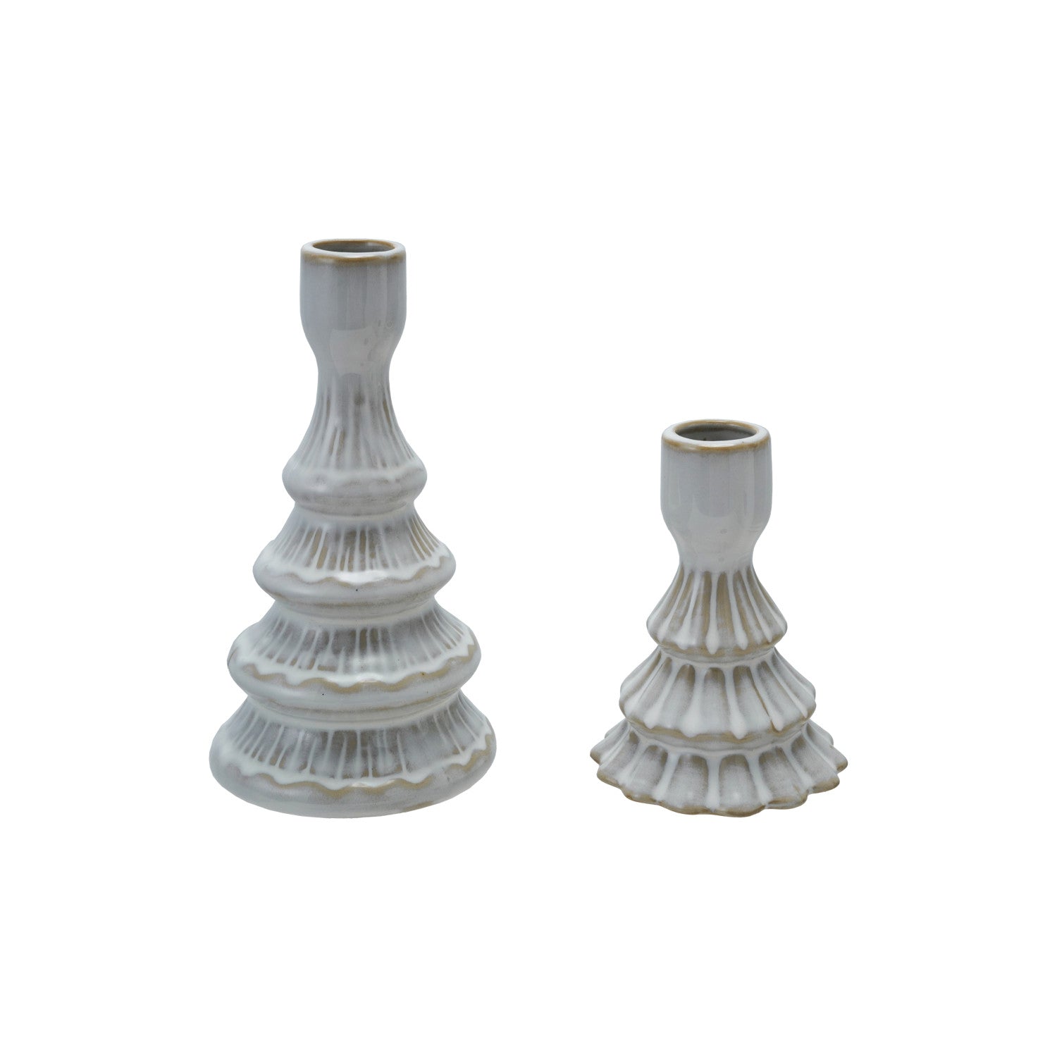 Stoneware Tree Shaped Taper Holder Set