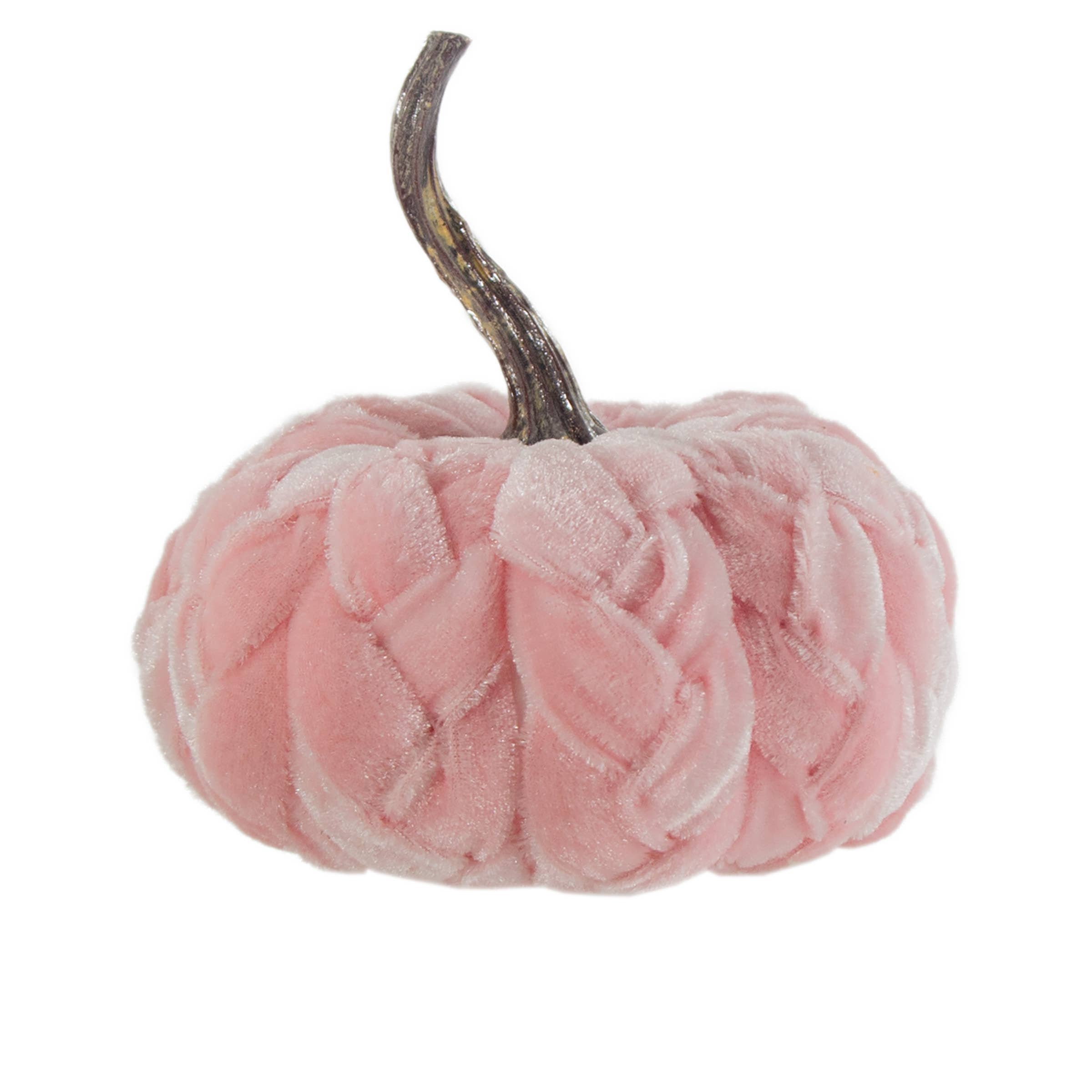 5.75" Dia Pink Velvet Pumpkin Fall Autumn
