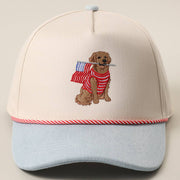 Golden Retriever USA Flag Denim Trucker Hat