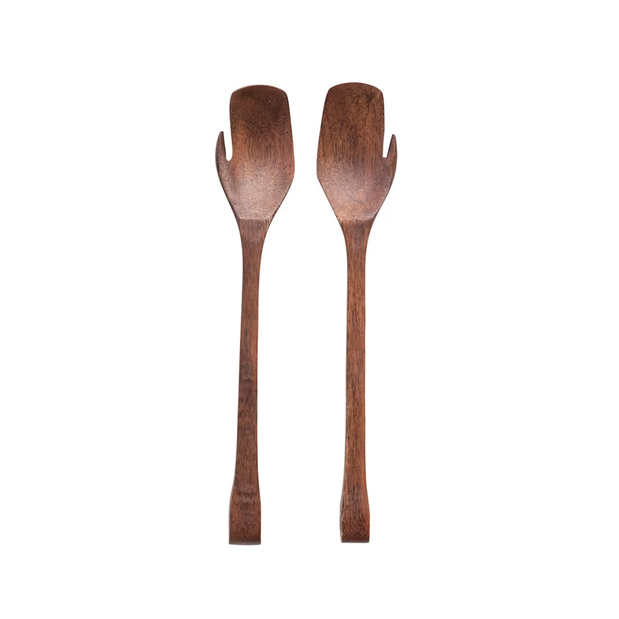 Walnut Salad Server Set