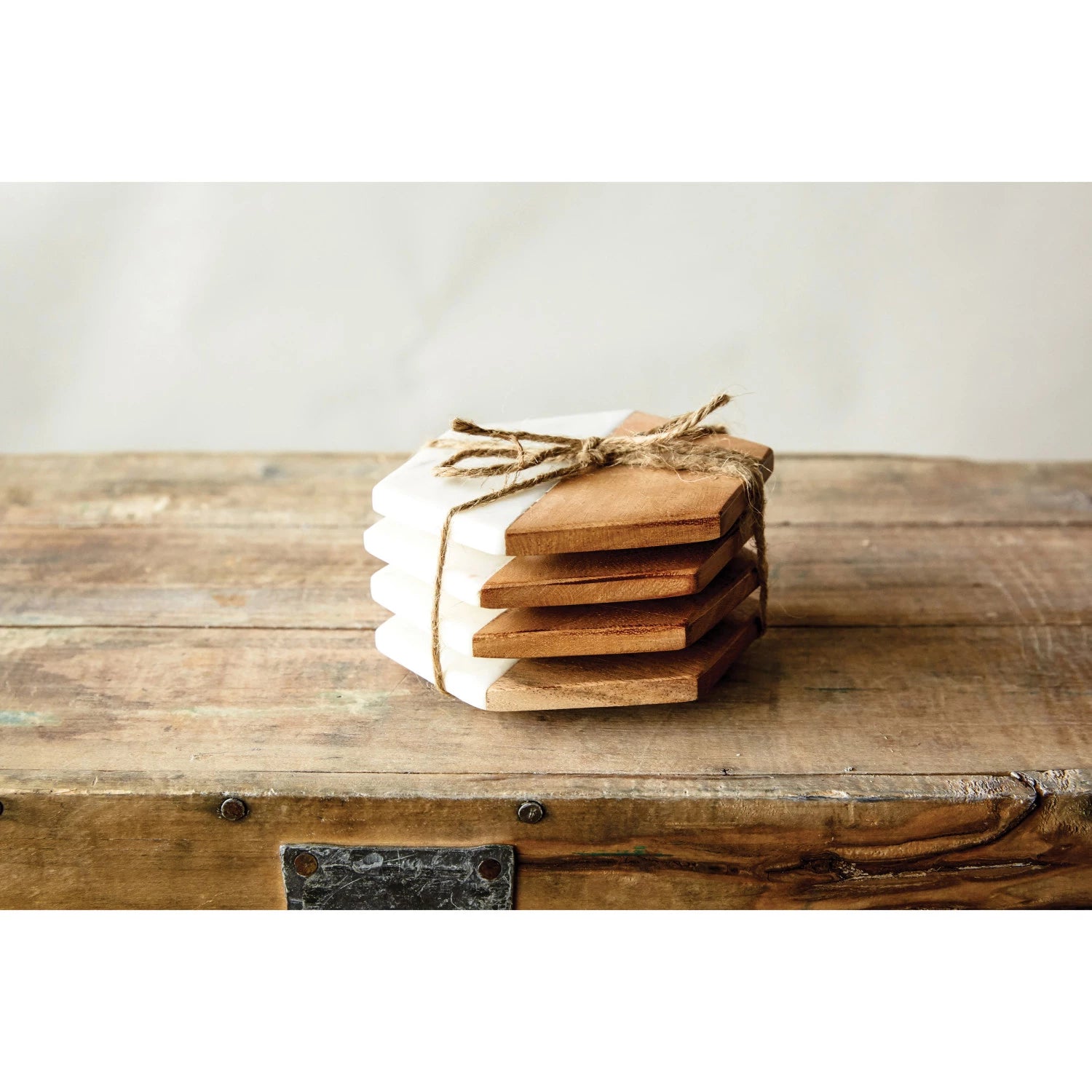 Marble & Wood Hexagon Coaster