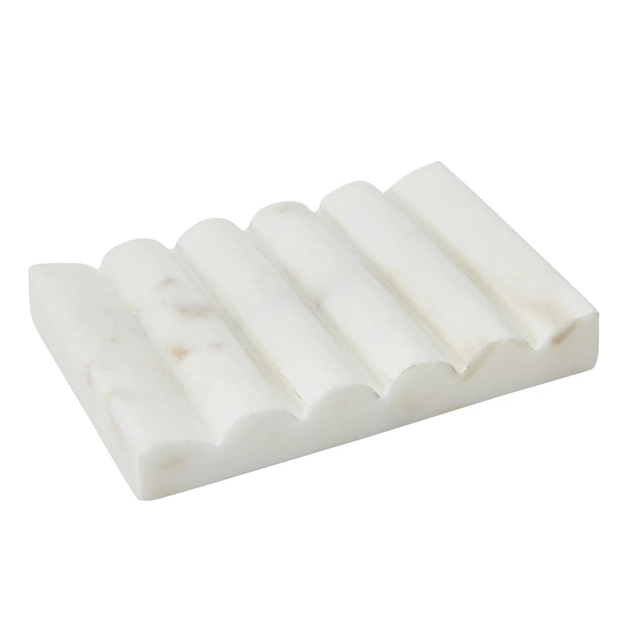 Carved White Marble Soap Dish