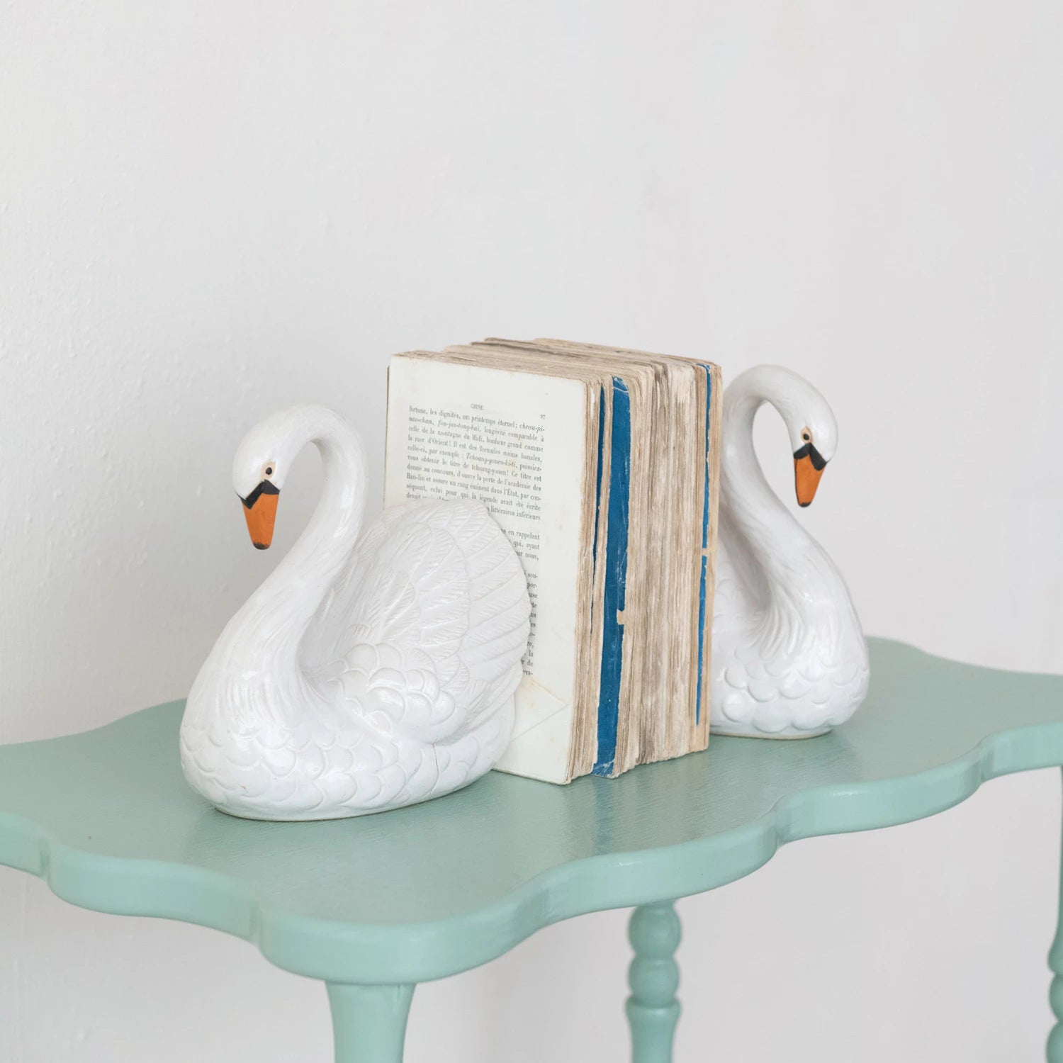 Stoneware Swan Bookends