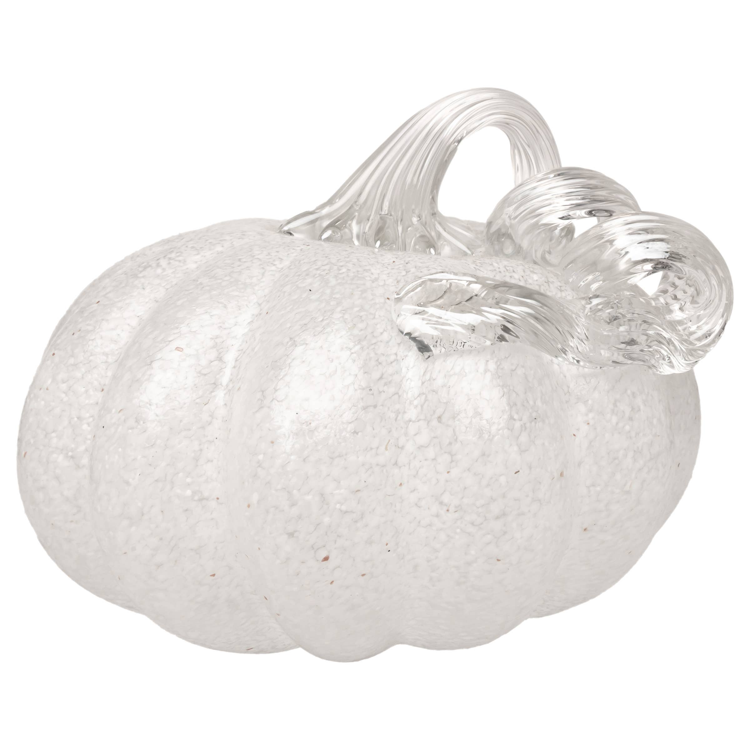 Frosted White Glass Pumpkin Small Fall Autumn