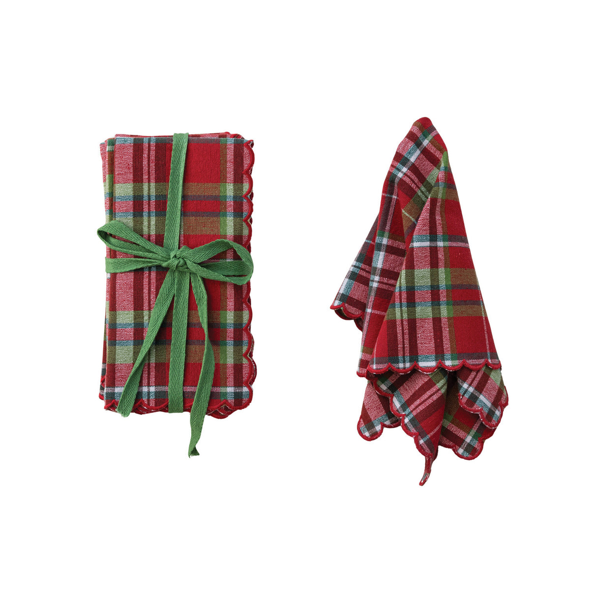 Tartan Plaid Scalloped Napkins - Set of 4