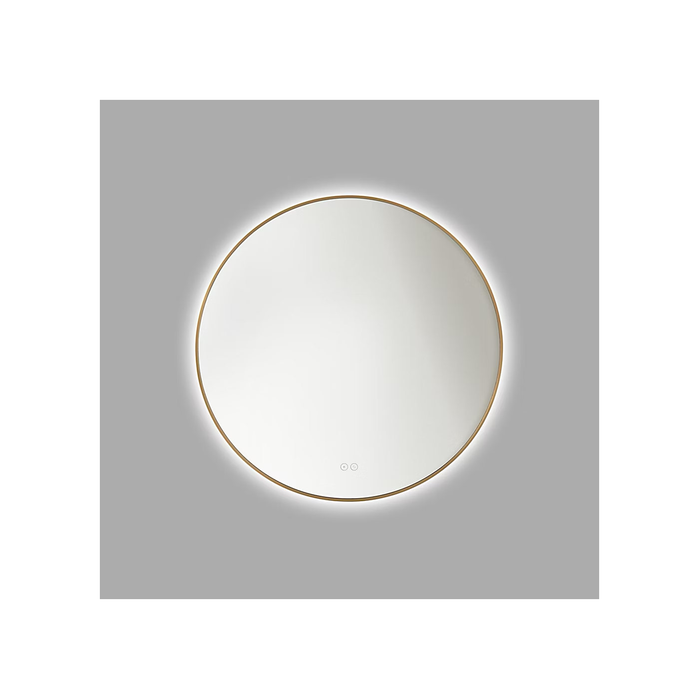 Cadre Satin Brass Round Illuminated Mirror