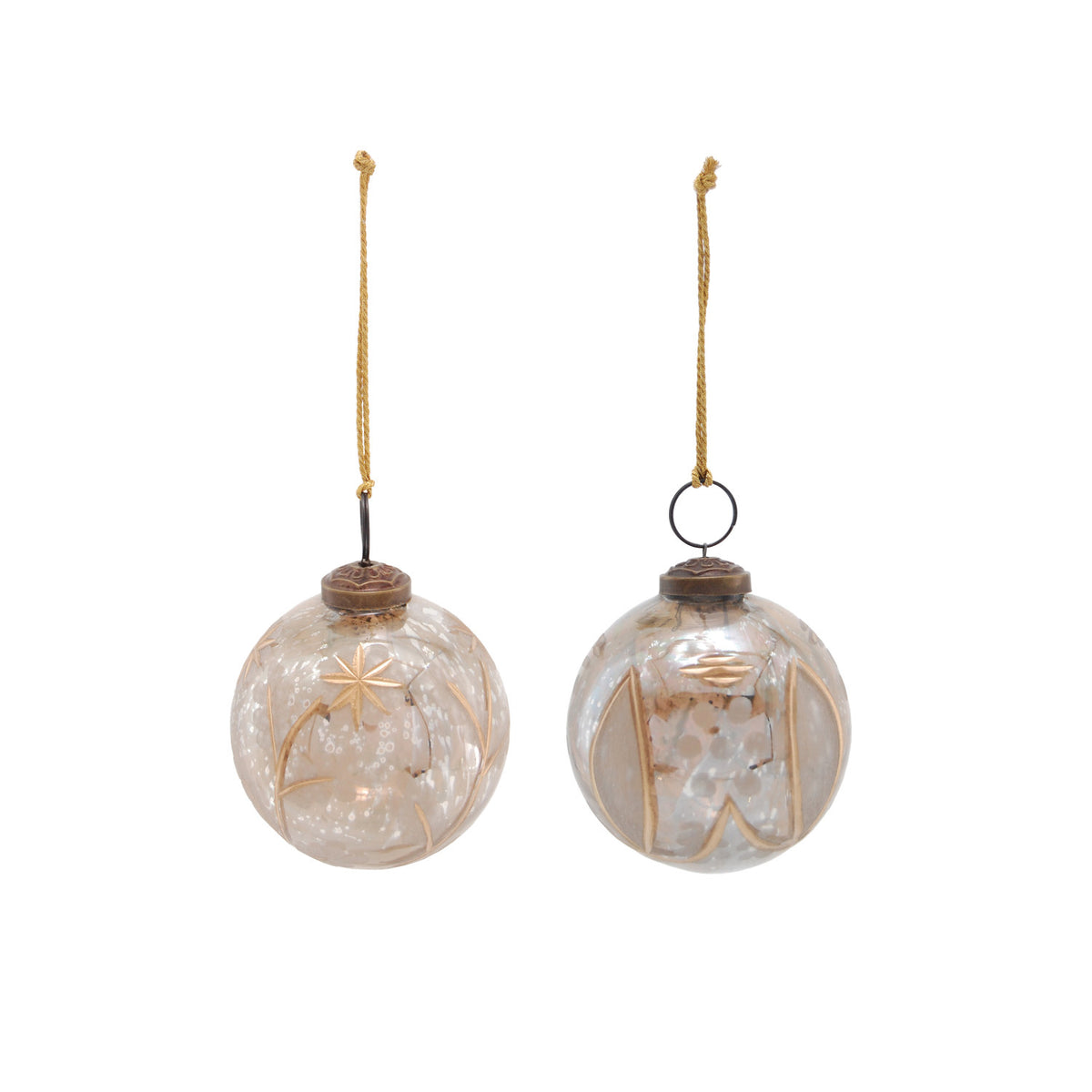 2" Antique Silver Etched Mercury Glass Ball Ornament (Copy)