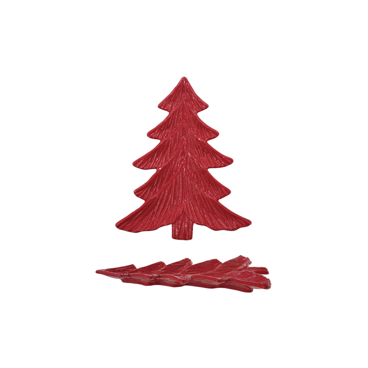 Red Ceramic Tree Shaped Platter