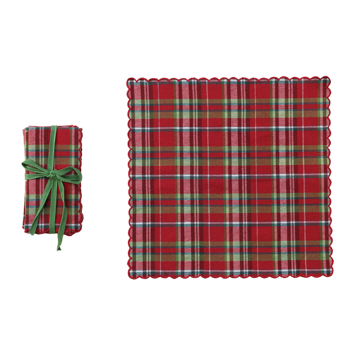 Tartan Plaid Scalloped Napkins - Set of 4
