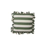 18" Square Green Striped Ruffle Pillow