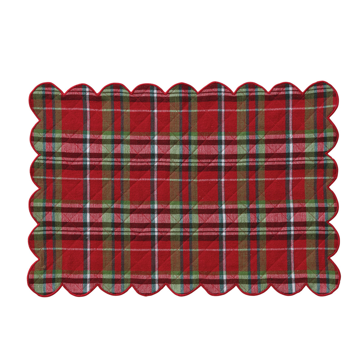 Tartan Plaid Cotton Quilted Scalloped Placement