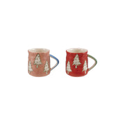 Stoneware Organic Shaped Mug w/ Trees