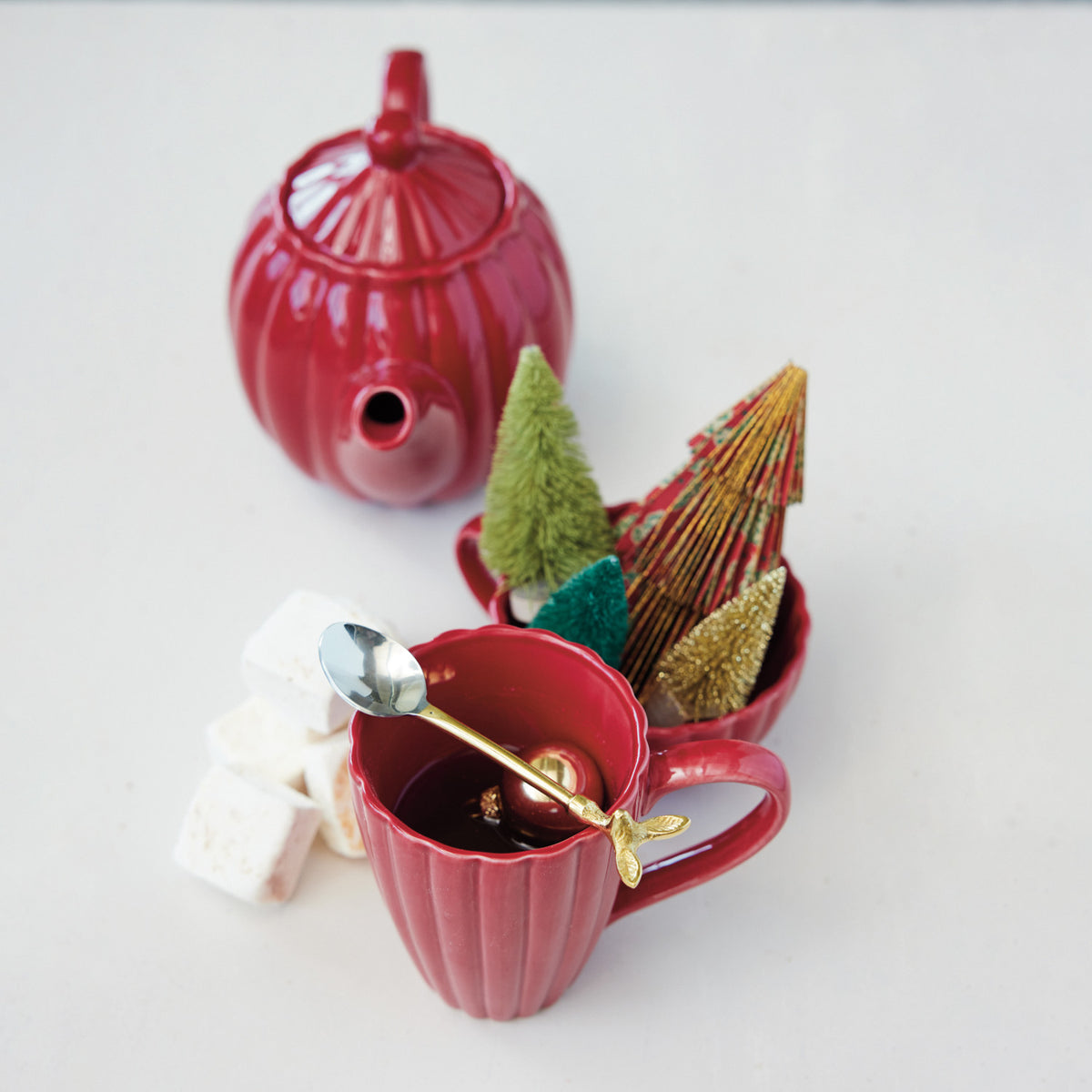 Red Fluted Mug