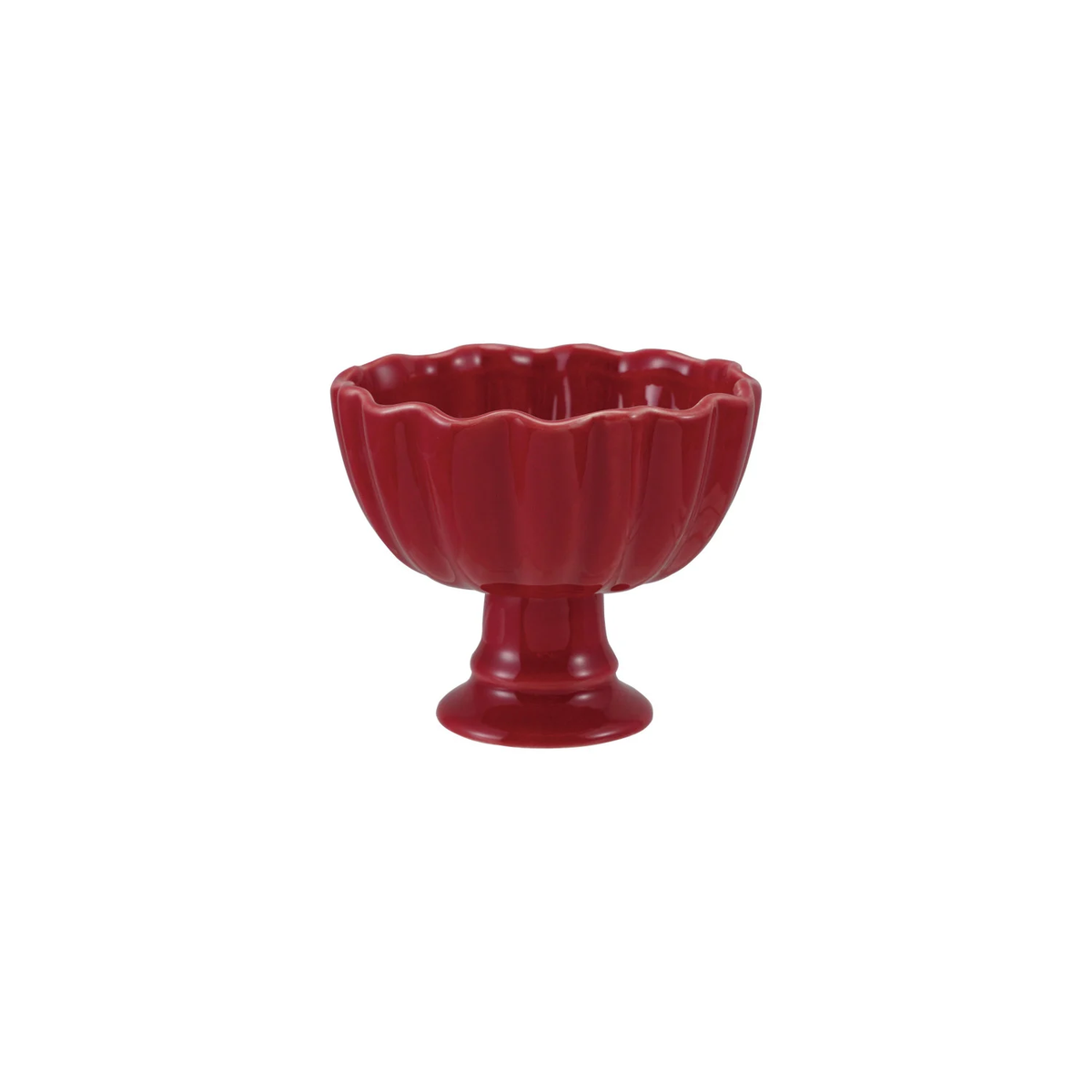 Red Fluted Footed Bowl