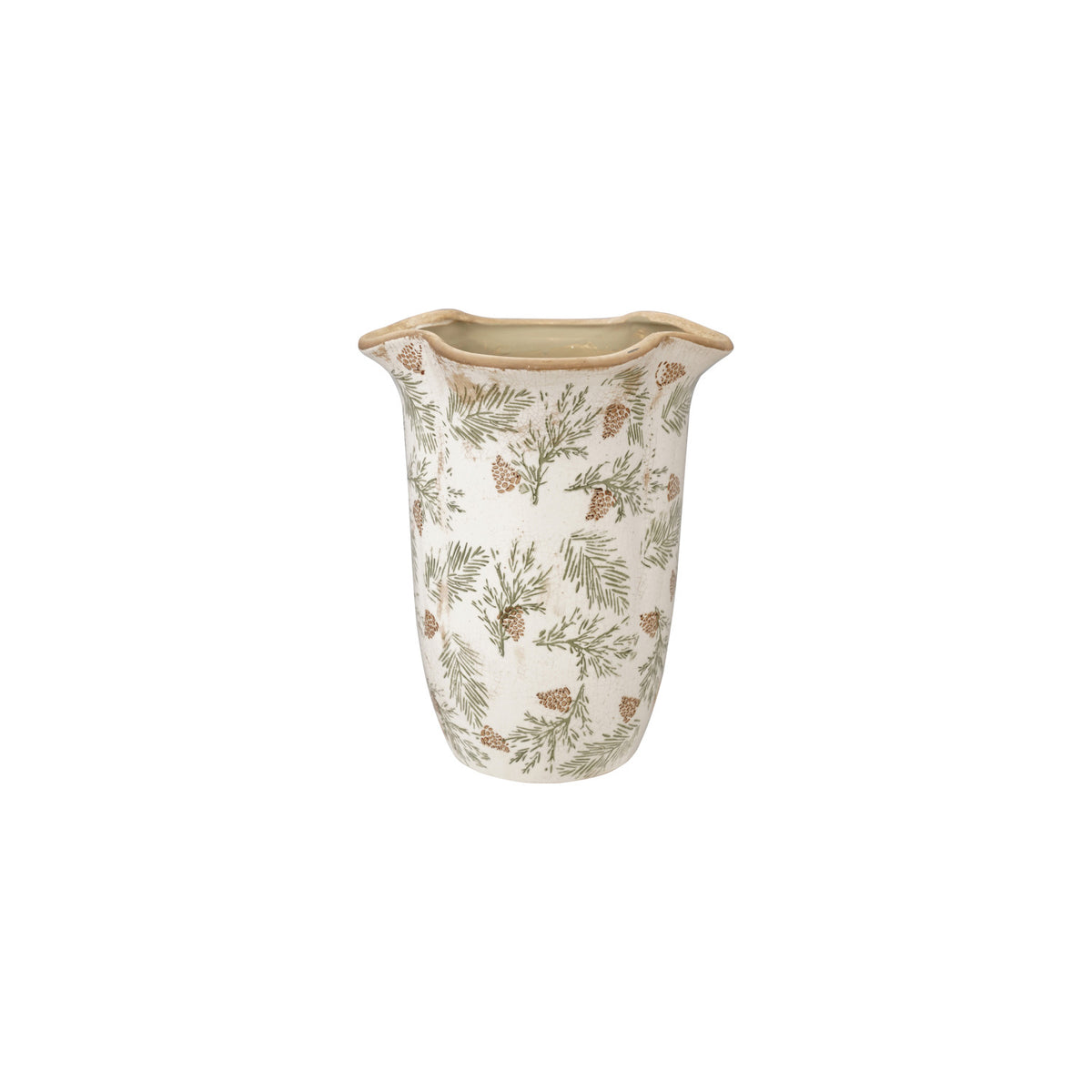 Stoneware Scalloped Vase