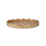 Burl Wood Veneer Scalloped Lazy Susan