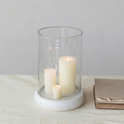 9" Round Glass Hurricane with Marble Base