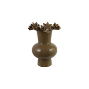 Olive Opaque Ruffled Vase