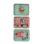 Small Enameled Metal Holiday Tray