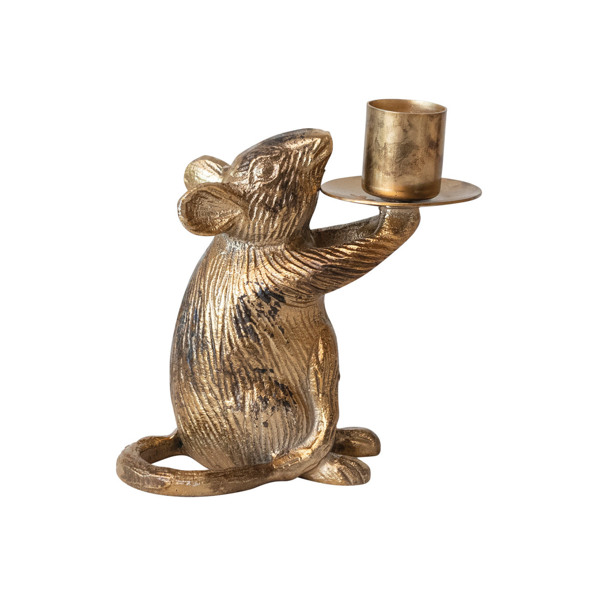 Antique Gold Mouse Taper Holder